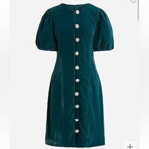 J.Crew Velvet Jeweled Button Front Mini Dress